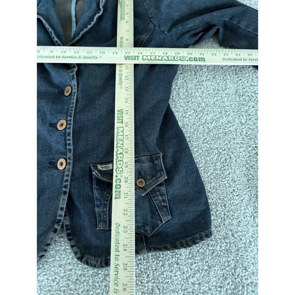 Vtg Levi Strauss Signature Denim Blazer Jacket Womens Size L Blue 3 Button Jean - Picture 5 of 6